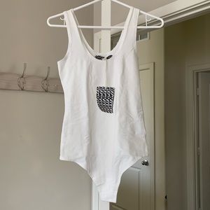 NWT Groceries Apparel Thong Bodysuit in White Size Medium